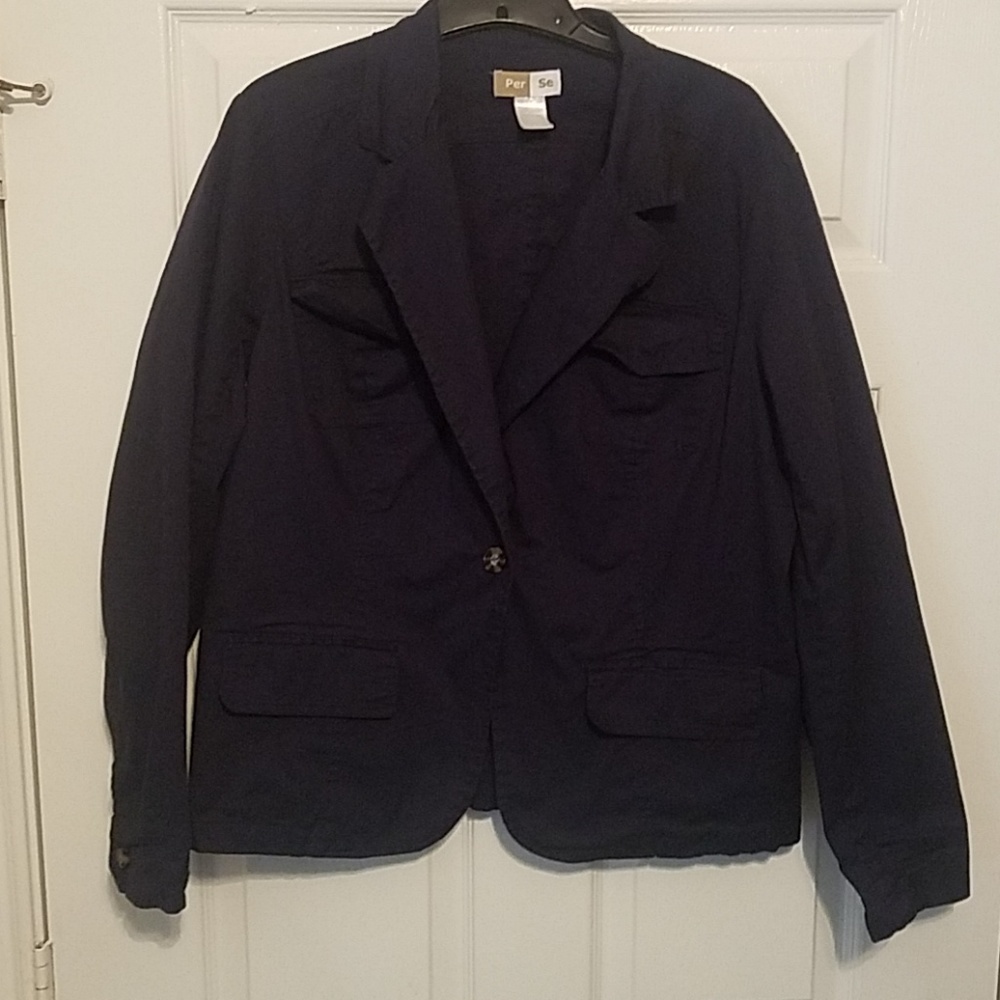 #0022 PER SE DARK NAVY BLAZER 2X